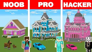 Minecraft NOOB vs PRO vs HACKER: MODERN GIRL HOUSE BUILD CHALLENGE in Minecraft Animation