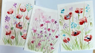 Floral watercolour splatter paintings