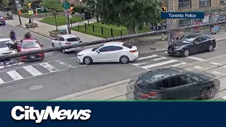 ON CAMERA: Toronto Police officer struck by vehicle, teen arrested