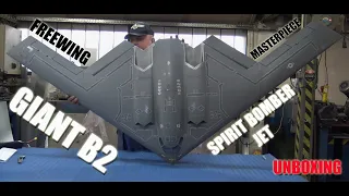GIANT 2.2M FREEWING MASTERPIECE B-2 Spirit Bomber Twin 70mm EDF RC Jet plane PNP Unboxing