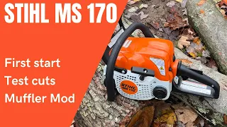 Stihl MS 170 first start and muffler mod. (Faster cutting in less than 10 minutes)