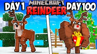 I Survived 100 Days as a REINDEER in Minecraft