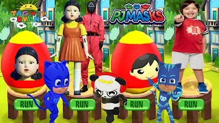 Tag with Ryan PJ Masks vs Squid Game Soldier Run Catboy Mystery Surprise Egg All Characters Unlocked