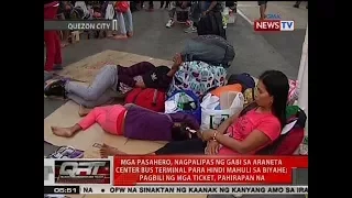 QRT: Mga pasahero, nagpalipas ng gabi sa Araneta Center Bus Terminal para hindi mahuli sa biyahe