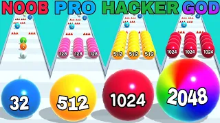 NOOB VS PRO VS HACKER VS GOD in 2048 Amaze Balls