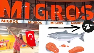 Цены на продукты в Турции. Обзор супермаркета Migros. Купили 2 кг лосося! Что приготовить?