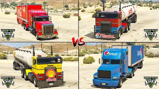 GTA 5 Coca-Cola Truck VS Pepsi Trailer VS Total Oil Truck VS Shell oil Truck - Which is Best ?