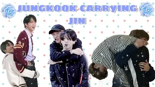jinkook- jungkook carrying jin