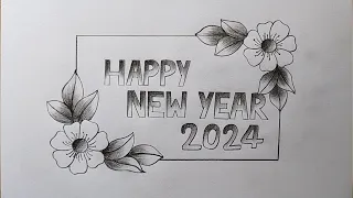 Happy New Year special drawing| New year 2024 drawing easy| New year card drawing step by step