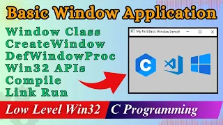 Basic Window C Programming | Desktop Application GUI | WinMain CreateWindow WNDCLASS | DefWindowProc