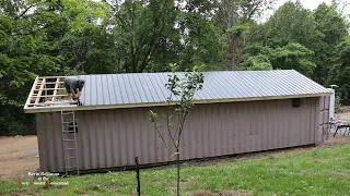 building a roof for the shipping container