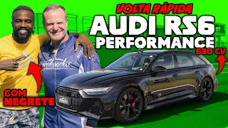 NOVO AUDI RS6 PERFORMANCE NA VOLTA RÁPIDA! Rubinho APAVORA O NEGRETE com a perua de 630 cv na pista!