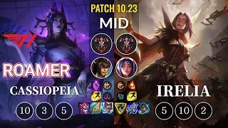 T1 Roamer Cassiopeia vs Irelia Mid - KR Patch 10.23