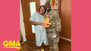 Military husband returns home to surprise pregnant wife