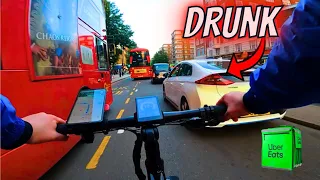 DRUNK Driver Gets ARRESTED!! London Delivery GoPro POV - Electric Bike Ride Along