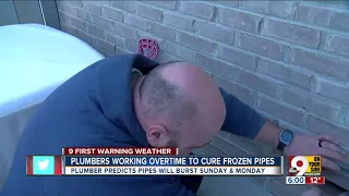 Plumbers working overtime to fix frozen pipes