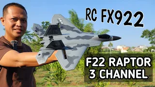 Test Terbang RC Pesawat 3 Channel FX922 F22 Raptor