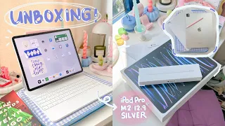 iPad Pro M2 12.9” Unboxing 🩶 Magic Keyboard & 2nd Gen Pencil 🖇️ (Accesories: Cute Case + Bag)