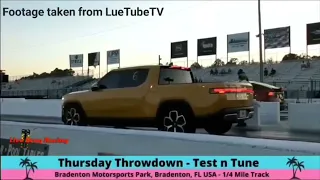 Tesla Model X Plaid vs. Rivian R1T 1/4 mile drag race