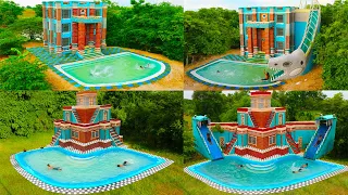 Top 2 Building Villa! Design Dinosaur Slide & Swimming Pool For Entertainment Place In The Forest