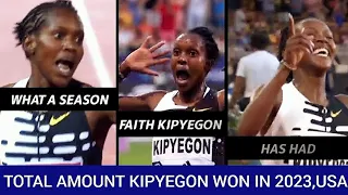 Total Amount Faith Kipyegon Won in 2023 at World Athletics Championship Prefontaine Classic Eugene