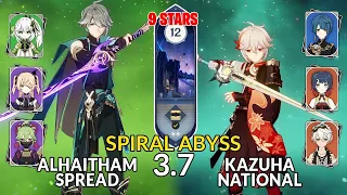 New 3.7 Spiral Abyss│Alhaitham Spread & Kazuha National |Floor 12 - 9 Stars| Genshin Impact