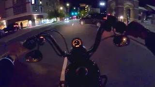 Harley Davidson Night Ride (RAW Engine Sound only) | Sportster Iron 1200 | ASMR GoPro 4K POV