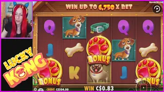 The Dog House Slots Lucky Kong Bonus Win! #slots #onlinecasino #thedoghouse #luckykong #win