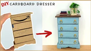 EASY Dollhouse Miniature dresser made from CARDBOARD • Dollar Tree copy