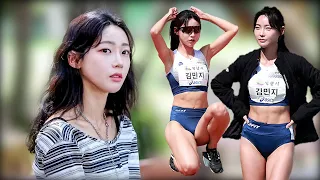 K-Pop Girl group aespa karina look-alike South Korean track and field star Kim Min-ji