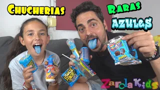 PROBANDO ChucheriAS RARAS!! AZUL todo azul