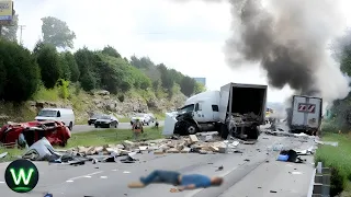 Tragic! Ultimate Near Miss Video Truck Crashes Filmed Seconds Before Disaster That Will Terrify You!