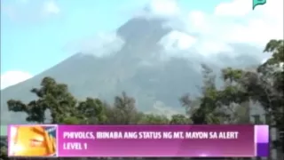 News@1: PHIVOLCS, ibinaba ang status ng Mt. Mayon sa alert level 1 || Sept. 3, 2015