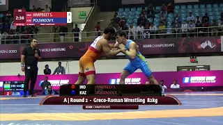 Round 2 GR - 82 kg: S. HARPREET (IND) v. Y. POLIVADOV (KAZ)