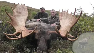 Alaska Yukon bull moose. Hunter takes this big Alaska Yukon moose.