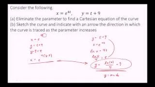 Eliminate the Parameter to Find a Cartesian Equation of the Curve