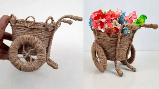 DIY! Jute rope flower vase making idea#Making Jute Vase At Home#Burlap Rope vase