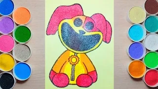 Draw and Coloring DogDay Smiling Critters from Poppy Playtime Chapter 3 - Sand Painting