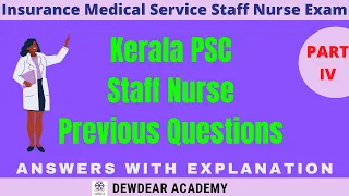 Kerala PSC Previous Year Question Paper Staff Nurse IMS/ Previous Year DHS DME Questions And Answers