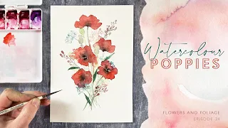 Paint this beautiful loose Watercolour Poppy flower arrangement