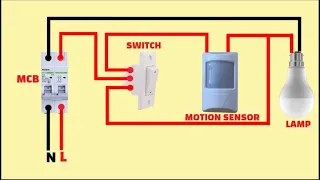 HOW TO MAKE TWO WAY SWITCH WIRING WITH A MOTION SENSOR/CONNECTION DIAGRAM