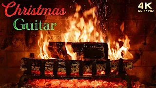 Christmas Fireplace & Relaxing Guitar Christmas Music 🎄🔥 Instrumental 4K Fireplace Ambience