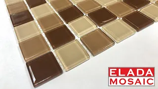 Стеклянная мозаика Elada Mosaic Crystal CB521 бежево-коричневый микс