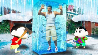 Shin Chan & Franklin, Iron Man, Hulk Freezes in Coldest ICE in GTA in Telugu | Dhanu Dino