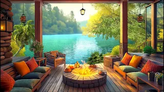 Gentle Spring Atmosphere at Morning Coffee Porch Ambience 🌥️ Relaxing Jazz Music for Work, Study