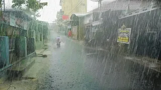 Heavy rain in my village in Indonesia, cold sound asleep because of the heavy rain village rain vlog