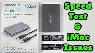 ACASIS Thunderbolt 3 USB 4.0 M.2 Nvme Enclosure 40Gbps - Speed test with iMac