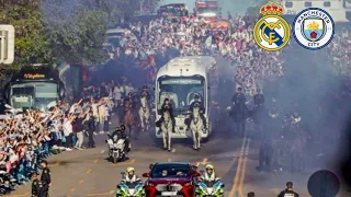 Incredible Scenes As Real Madrid Fans Welcome The Team Bus Ahead Of CL Match Against Manchester City