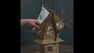 ❣DIY Fairy Tree House Using Cardboard and Twigs❣