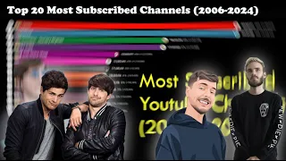 Top 20 Most Subscribed YouTube Channels of All Time (2005-2024)